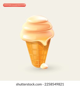 Ice cream 3d vector icon. 3d realistic vector object.