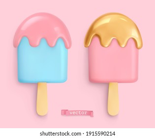 Ice cream. 3d vector realistic objects