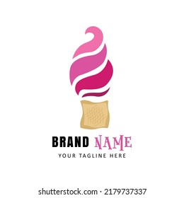 Ice cream abstract design logo. Vector illustration Ice cream simple icon.