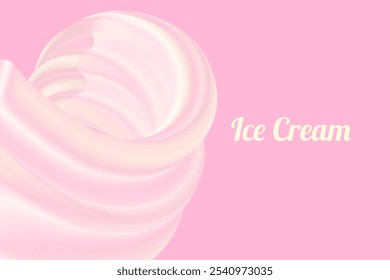 Ice Cream Abstract Cream Wave 3D Pink Illustration