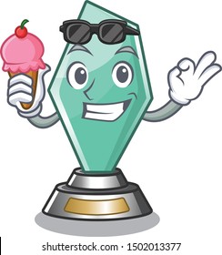 With ice cream acrylic trophy isolated with the mascot