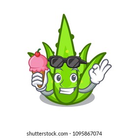 With ice cream aloevera character cartoon style