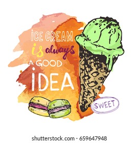 Ice cream is always a good idea. Ice cream illustration