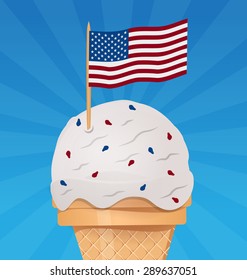 Ice cream with american flag vector illustration