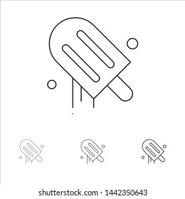 Ice cream, Cream, American, Usa Bold and thin black line icon set