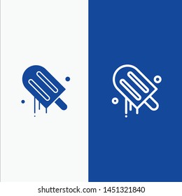 Ice cream, Cream, American, Usa Line and Glyph Solid icon Blue banner Line and Glyph Solid icon Blue banner