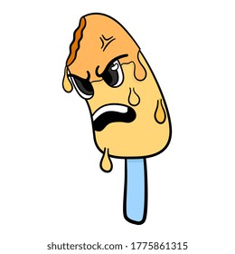 ice cream with an angry cartoon face
