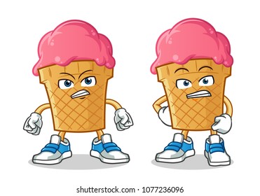 ice cream angry mascot vector cartoon illustration