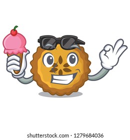 With ice cream apple pie on a cartoon table