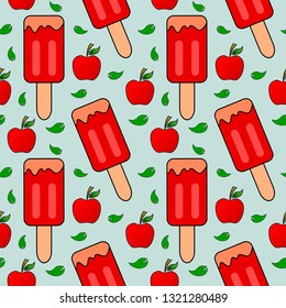 ice cream apple seamless pattern