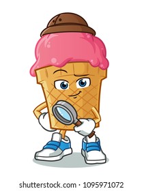 ice cream archaeologist mascot vector cartoon illustration