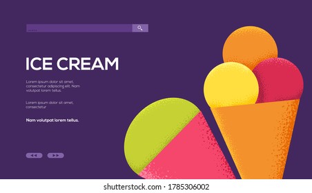Ice cream art icon. Ice cream classic background. Ice cream illustration concept. 