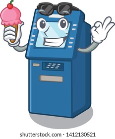 With ice cream ATM machine in the cartoon shape