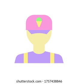 Eiscreme, Avatar, Mann, Arbeitersymbol. Einfache, farbige Vektorelemente frieren süße Symbole für i und ux, Website oder mobile Anwendungen