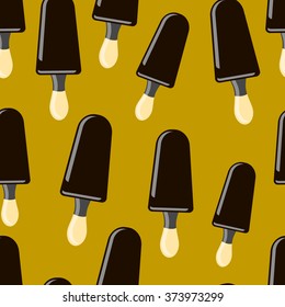 Ice cream back pattern black ice lolly yellow seamless