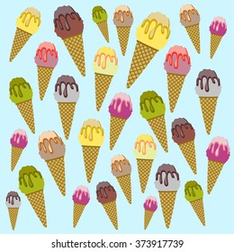 Ice cream back pattern blue