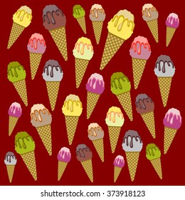 Ice cream back pattern red