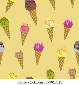 Ice cream back pattern seamless yellow