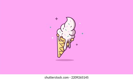 ice cream background with colorful sprinkle on subtle pink background