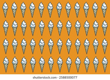 Ice Cream Background. Cool and Refreshing Summer Ice Cream Treat Design. Seamless Ice Cream Cone Pattern.