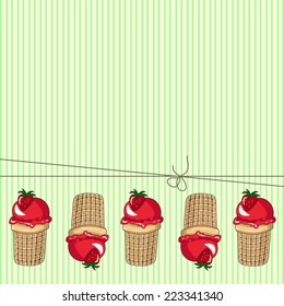 Ice cream background. Hand drawn vector illustration.