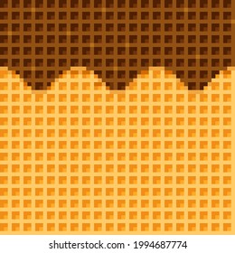 Imagen de píxel de fondo de helado. Fondo de Waffle. Imagen de píxeles de textura de alimentos. Fondo vectorial. La textura de Waffle es perfecta. Waffles recubiertos de chocolate.