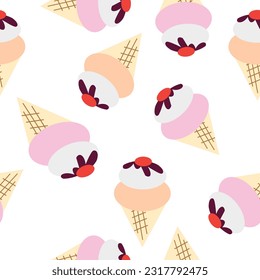 ice cream background, ice cream seamless pattern, ice cream cartoon, ice cream pattern repeat seamless style, replete image design for fabric printing

