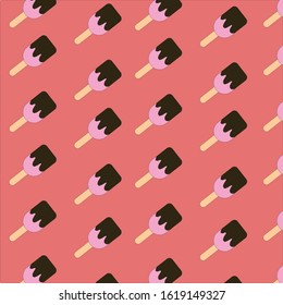 Ice cream background. Seamless vector pattern Chocolate ice cream icon on bars in flat style,EPS10