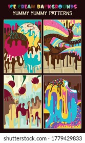 Ice Cream Background, Sweet Patterns, Chocolate, Glaze, Cream, Yummy Colors