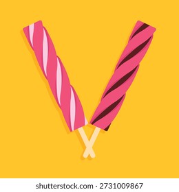 Fondo de helado con varios sabores y palos en espiral. Promoción y presentación Anuncio Plantilla