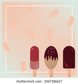 Ice cream background. Vector illustration in frame