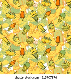 Ice cream background vector pattern.