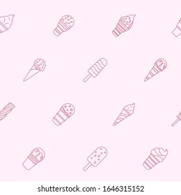 Ice cream background - Vector seamless pattern of cold sweet dessert for graphic design