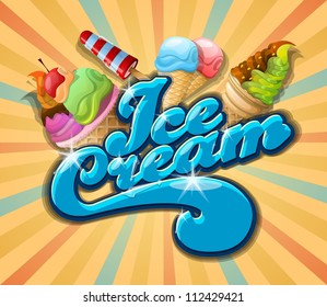 ice cream background, vintage vector