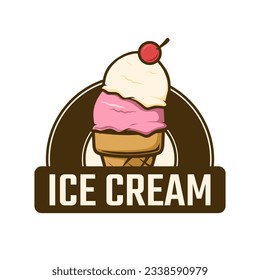 ice cream badge logo design