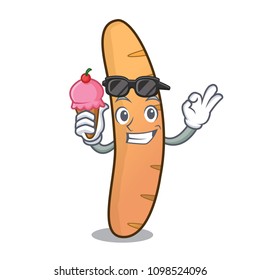 With ice cream baguette character cartoon style