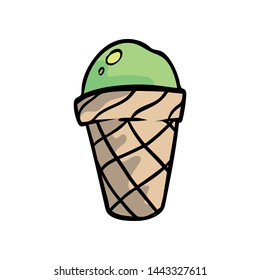 Ice cream in bakery cup green lime color