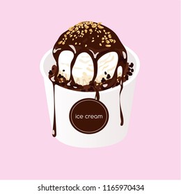ice cream ball chocolate white paper cup 