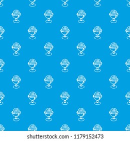 Ice cream ball in cup pattern vector seamless blue repeat for any use