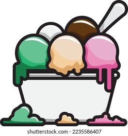 Ice cream ball in cup vector illustation