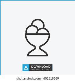 ice cream ball icon. simple outline ice cream ball vector icon. on white background.