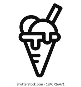 ice cream ball with melt line icon