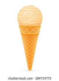 ice cream ball in waffle cone vector illustration isolated on white background