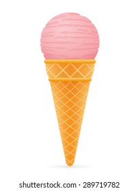 ice cream ball in waffle cone vector illustration isolated on white background