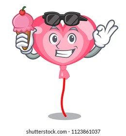 With ice cream ballon heart character cartoon
