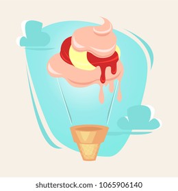 Ice cream as balloon illustration. Concept vector illustration.