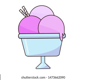 Ice cream balls. Cartoon style stock illustration on a white background.