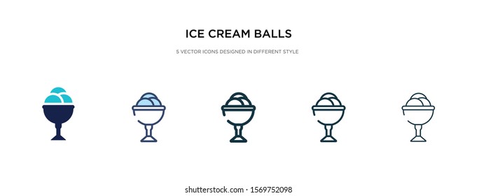 ice cream balls cup icon in different style vector illustration. two colored and black ice cream balls cup vector icons designed in filled, outline, line and stroke style can be used for web,