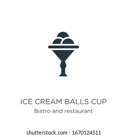 Ice cream balls cup icon vector. Trendy flat ice cream balls cup icon from bistro and restaurant collection isolated on white background. Vector illustration can be used for web and mobile graphic 