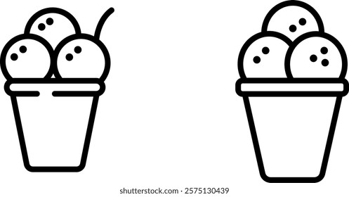 "Ice Cream Balls Cup Icon for Desserts and Treats"